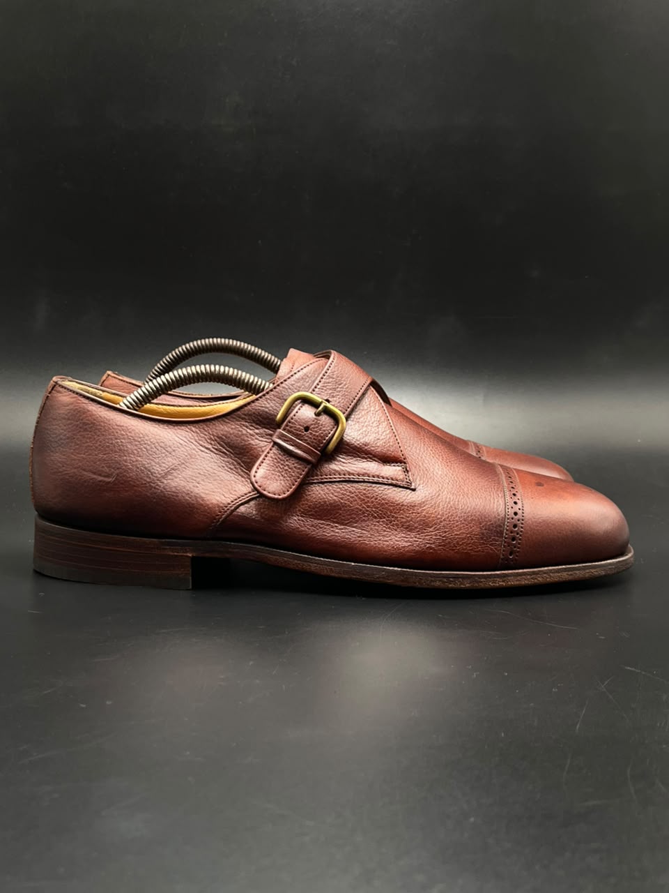 BALLY Mens Brown Leather Cap Toe Monk Strap loafers - 44.5