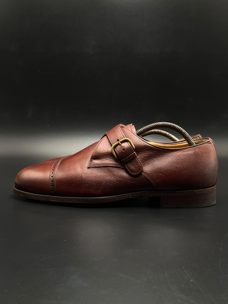 BALLY Mens Brown Leather Cap Toe Monk Strap loafers - 44.5