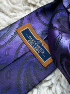 Fletchers Gallery Mens Purple Paisley Classic Polyester Dress Tie