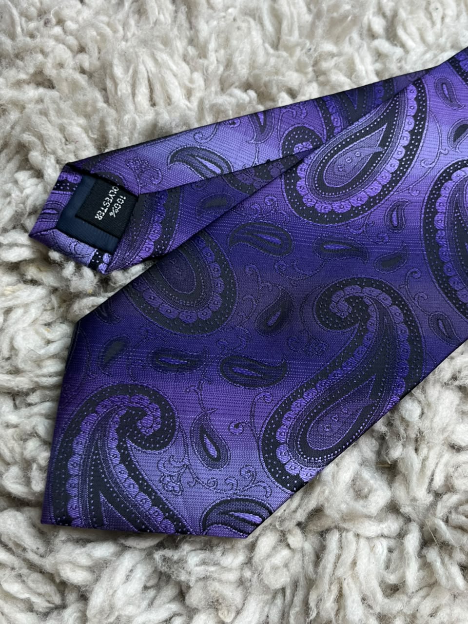 Fletchers Gallery Mens Purple Paisley Classic Polyester Dress Tie