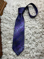 Fletchers Gallery Mens Purple Paisley Classic Polyester Dress Tie