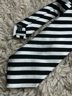 CHRISTENSEN Mens Black Silver White Diagonal Block Stripe 100% Silk Dress Tie