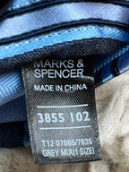 MARKS & SPENCER Mens Navy Light Blue Silver Multi Tonal Diagonal Stripe Silk Tie