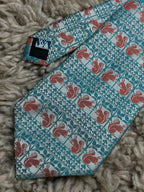 V&A Mens Mint Green Terracotta Red Arts Crafts Squirrel Foliage 100% Silk Tie