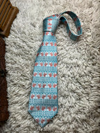 V&A Mens Mint Green Terracotta Red Arts Crafts Squirrel Foliage 100% Silk Tie