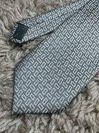 oasis mender Mens Silver Grey Black Geometric Rectangle Weave Made in France Silk Tie