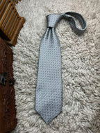 oasis mender Mens Silver Grey Black Geometric Rectangle Weave Made in France Silk Tie