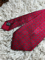 Savoy Taylors Guild Mens Red Grey Geometric Basketweave Block 100% Silk Dress Tie