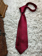 Savoy Taylors Guild Mens Red Grey Geometric Basketweave Block 100% Silk Dress Tie
