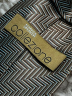 MARKS & SPENCER Collezione Brown Bronze Light Blue Chevron Silk Dress Tie