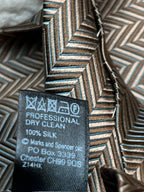MARKS & SPENCER Collezione Brown Bronze Light Blue Chevron Silk Dress Tie
