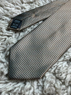 MARKS & SPENCER Collezione Brown Bronze Light Blue Chevron Silk Dress Tie