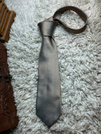 MARKS & SPENCER Collezione Brown Bronze Light Blue Chevron Silk Dress Tie