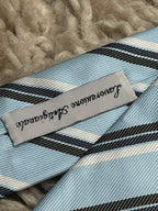 Giorgio Mariani Mens Light Blue Black White Diagonal Stripe Silk Dress Tie