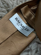 BAUMLER Mens Champagne Gold Solid Ribbed Twill 100% Silk Dress Tie