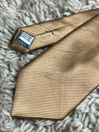 BAUMLER Mens Champagne Gold Solid Ribbed Twill 100% Silk Dress Tie