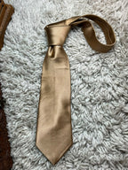 BAUMLER Mens Champagne Gold Solid Ribbed Twill 100% Silk Dress Tie