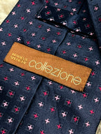 MARKS & SPENCER Collezione Mens Navy Pink Geometric Cross Silk Dress Tie