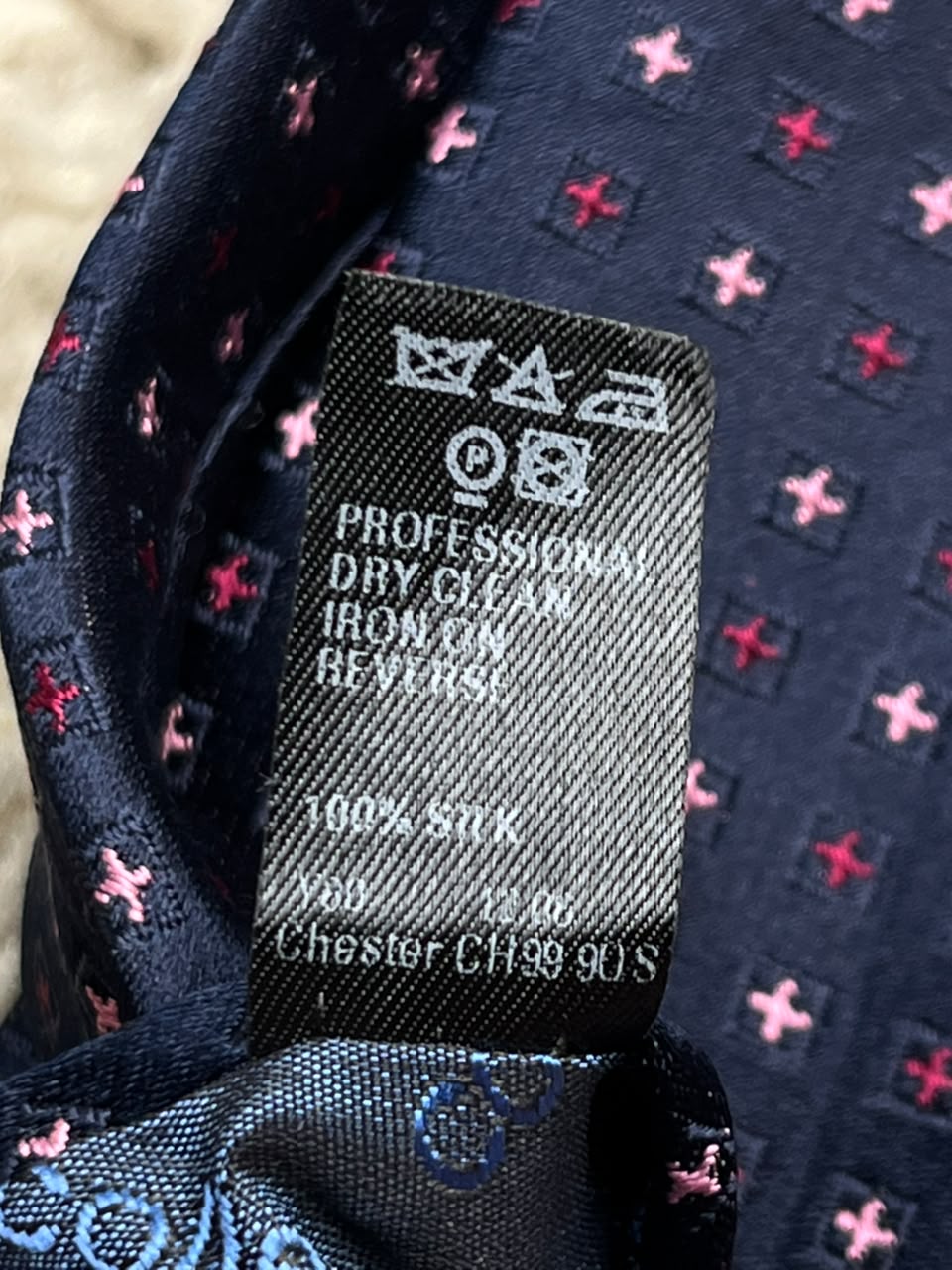MARKS & SPENCER Collezione Mens Navy Pink Geometric Cross Silk Dress Tie