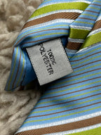 Arbhair Mens Light Blue Green Brown Diagonal Stripe Polyester Tie