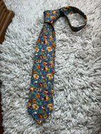 ZAZZI Mens Blue Orange Brown Floral Print 100% Cotton Dress Tie