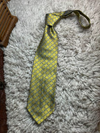 CONRAN COLLECTION Mens Yellow Gold Blue White Grid Check 100% Silk Dress Tie