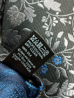 Autograph Marks & Spencer Mens Black Grey Blue Floral Vine Silk Dress Tie