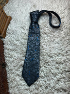 Autograph Marks & Spencer Mens Black Grey Blue Floral Vine Silk Dress Tie