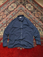 Apron Navy Blue Linen BUTTON DOWN SHIRT - L