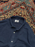 Apron Navy Blue Linen BUTTON DOWN SHIRT - L