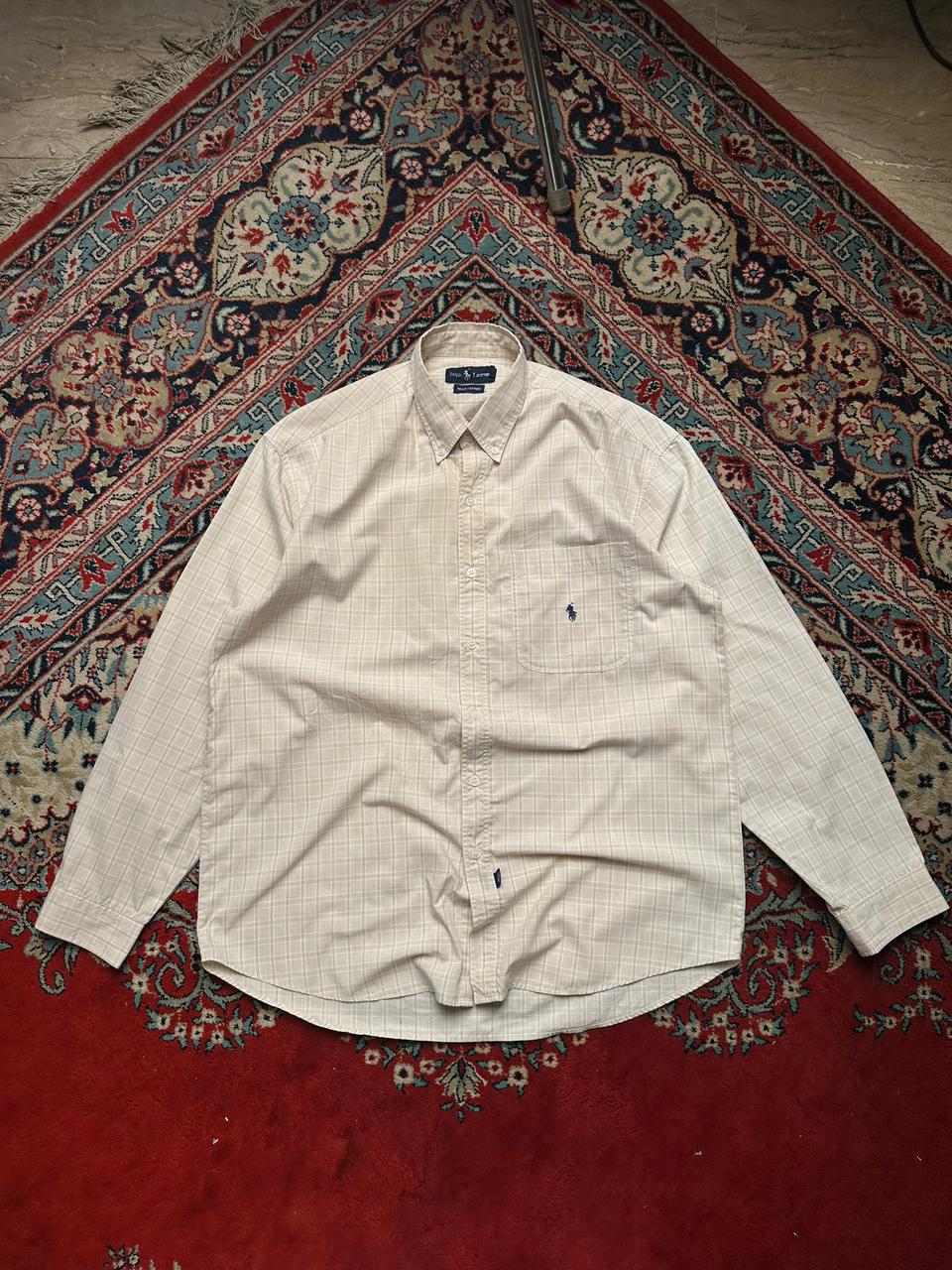 Ralph Lauren Beige Plaid Cotton BUTTON DOWN SHIRT - L