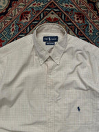 Ralph Lauren Beige Plaid Cotton BUTTON DOWN SHIRT - L