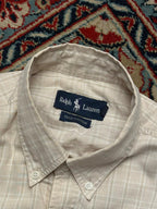 Ralph Lauren Beige Plaid Cotton BUTTON DOWN SHIRT - L