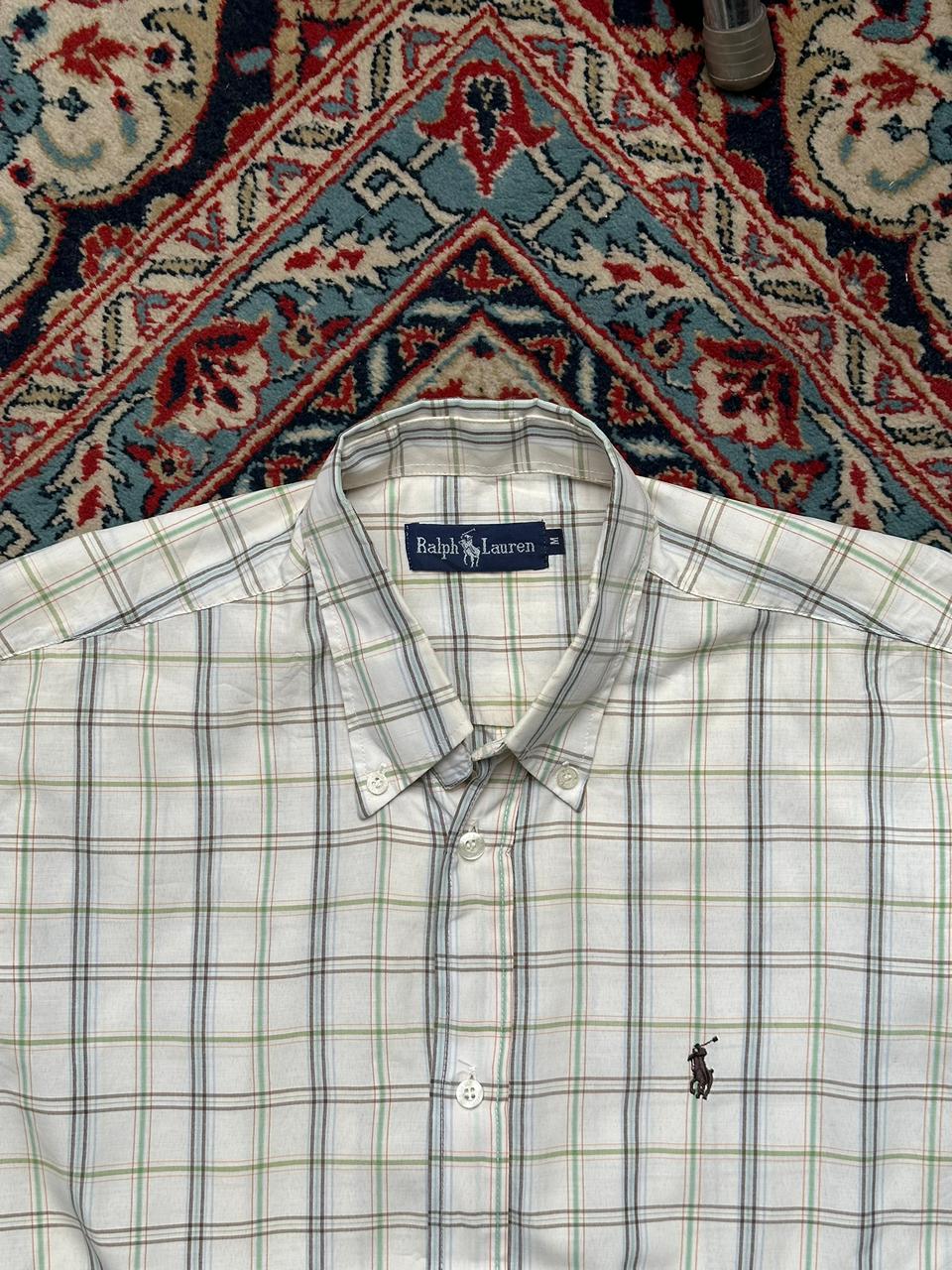Ralph Lauren White Plaid Check BUTTON DOWN SHIRT - L