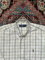 Ralph Lauren White Plaid Check BUTTON DOWN SHIRT - L