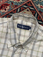 Ralph Lauren White Plaid Check BUTTON DOWN SHIRT - L