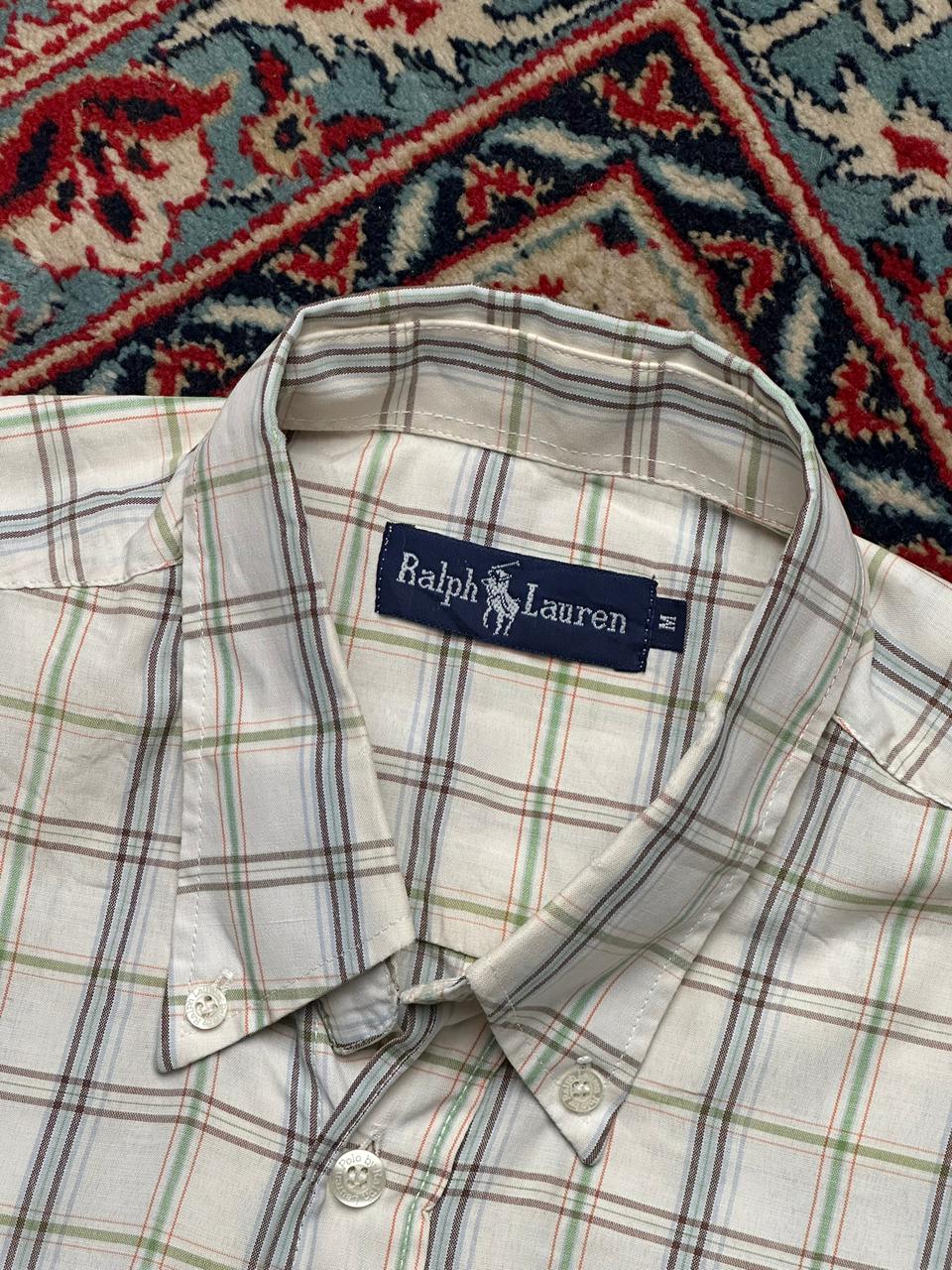 Ralph Lauren White Plaid Check BUTTON DOWN SHIRT - L