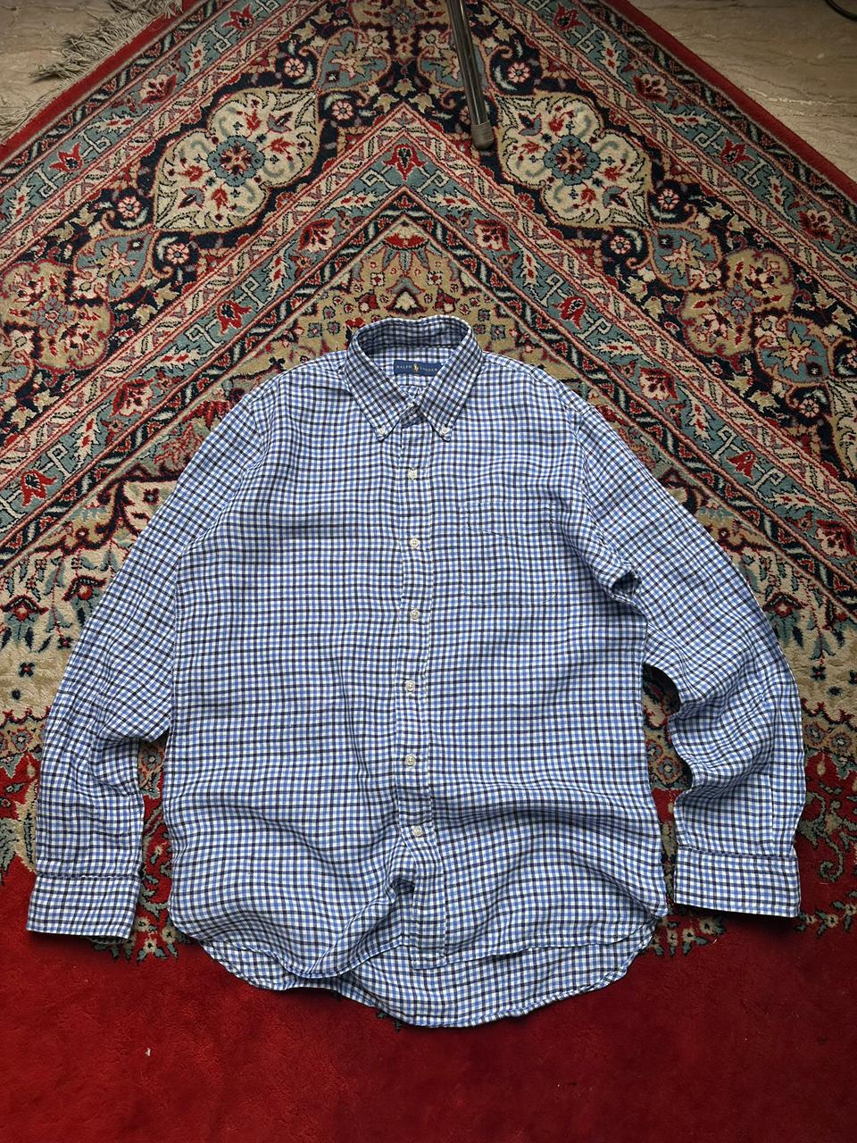 Polo Ralph Lauren Check Linen BUTTON DOWN SHIRT - L