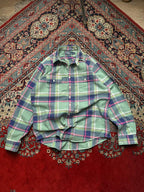 Polo Ralph Lauren Green Pink Plaid Heavy weight Flannel SHIRT - L