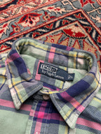 Polo Ralph Lauren Green Pink Plaid Heavy weight Flannel SHIRT - L