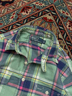 Polo Ralph Lauren Green Pink Plaid Heavy weight Flannel SHIRT - L