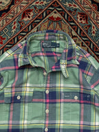 Polo Ralph Lauren Green Pink Plaid Heavy weight Flannel SHIRT - L