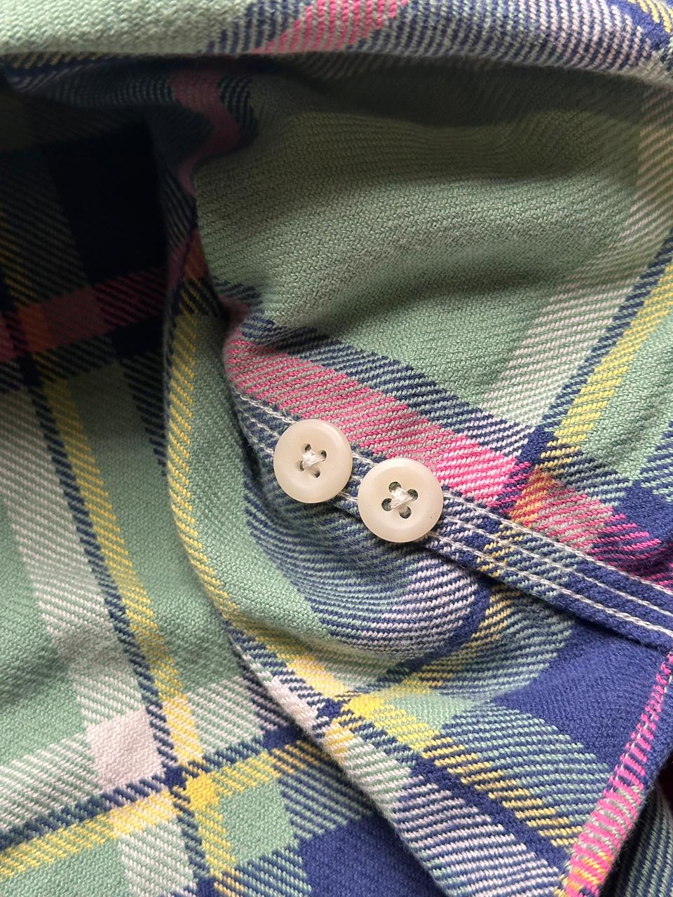 Polo Ralph Lauren Green Pink Plaid Heavy weight Flannel SHIRT - L