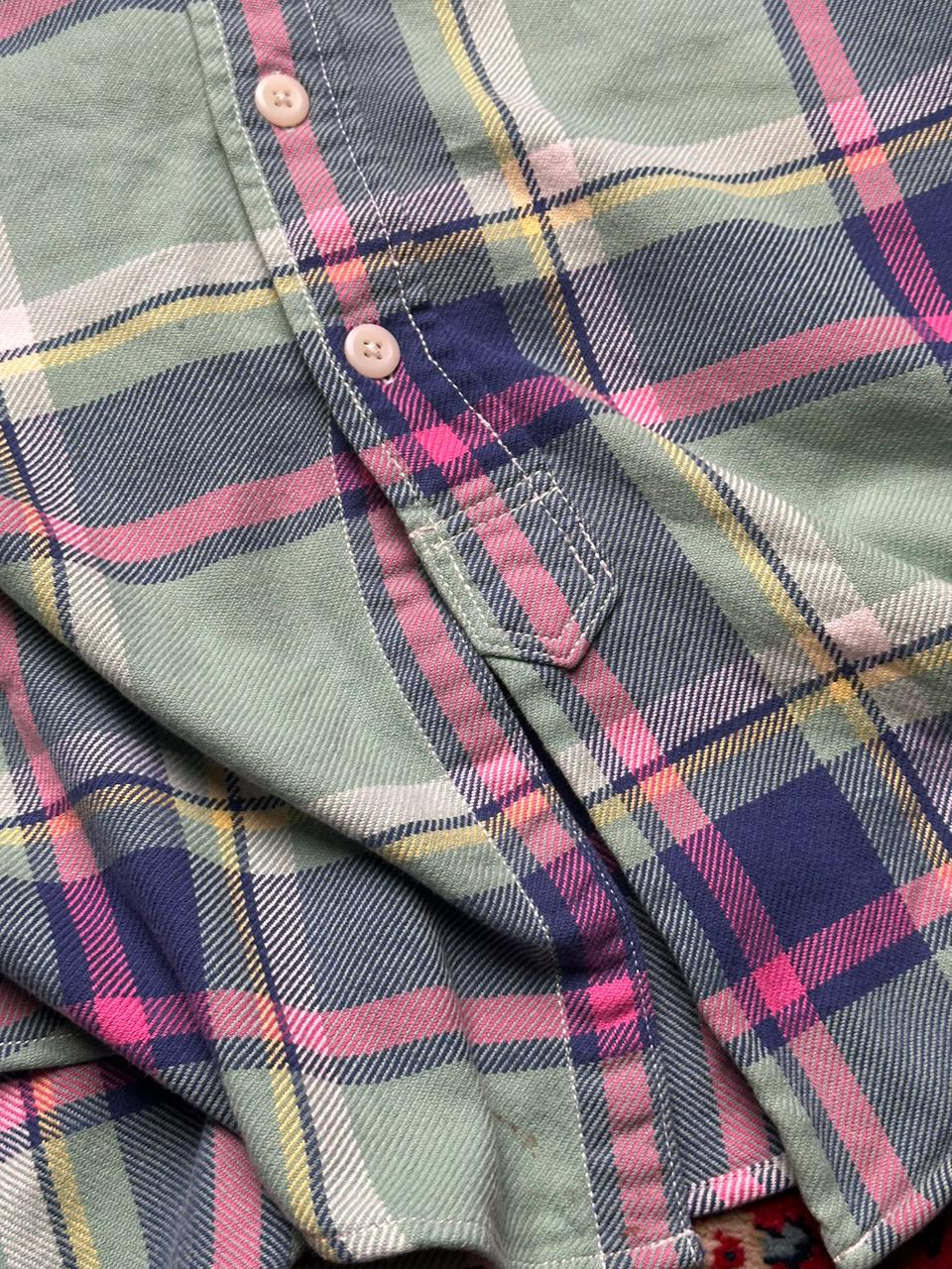 Polo Ralph Lauren Green Pink Plaid Heavy weight Flannel SHIRT - L