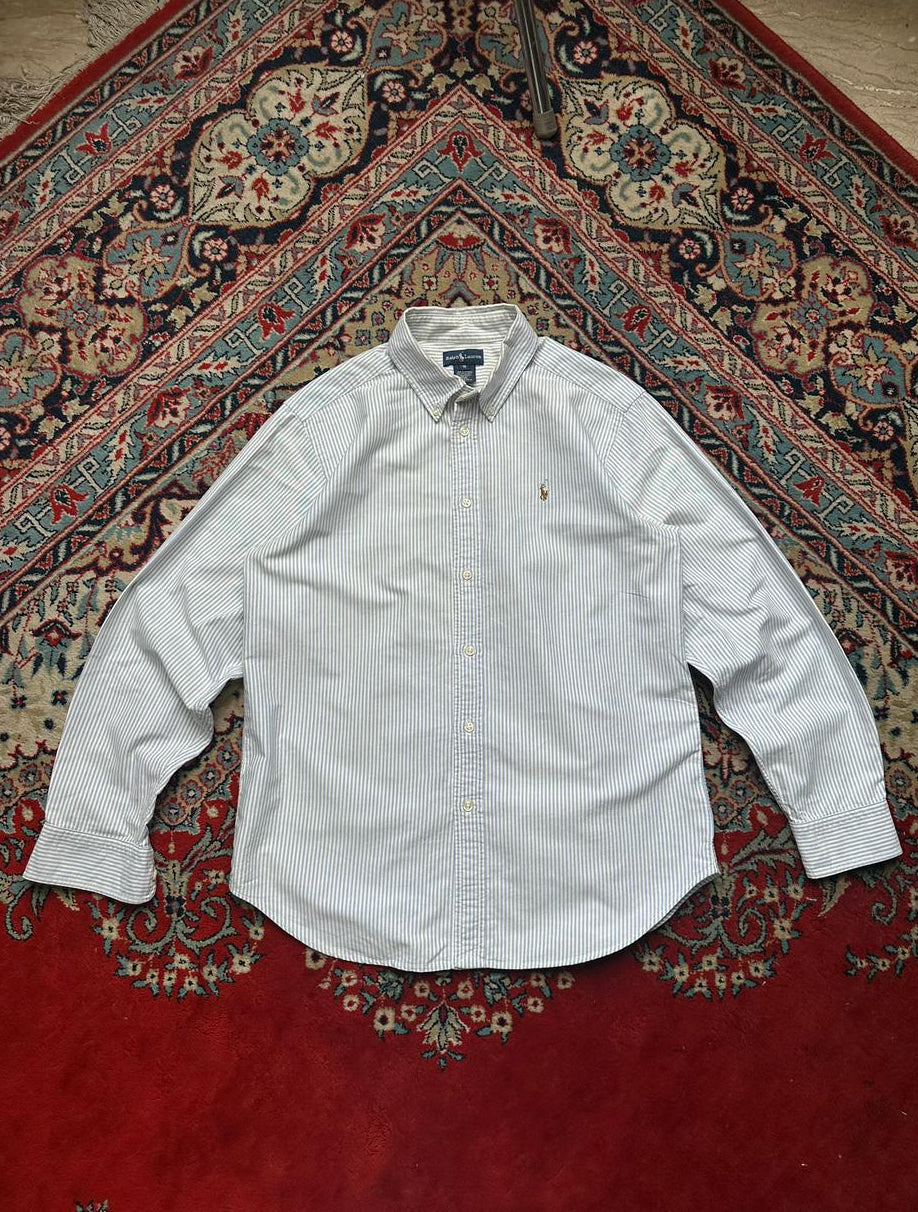 RALPH LAUREN STRIPED OXFORD BUTTON DOWN SHIRT - M