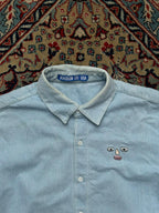 VIABON DE VIA LIGHT WASH DENIM EMBROIDERED BUTTON DOWN SHIRT - M