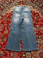 DSQUARED2 Light WashED Distressed Ripped Wide FIT Flared JEANS - 28