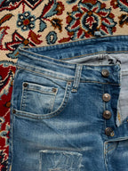 DSQUARED2 Light WashED Distressed Ripped Wide FIT Flared JEANS - 28