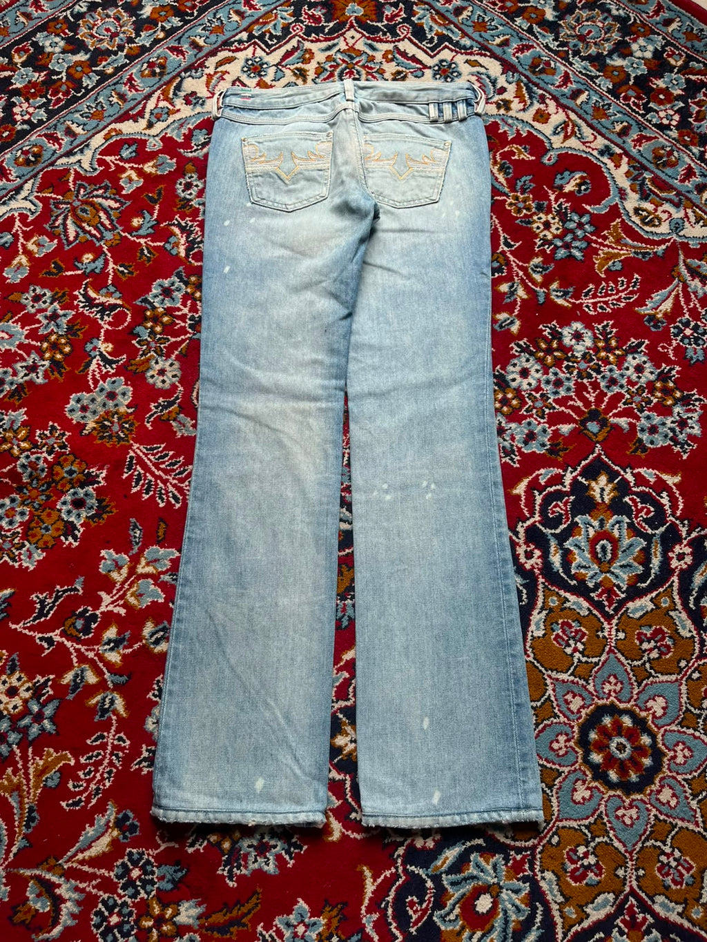 Diesel CHEREN Womens Light Washed Relaxed Bootcut Distressed JEANS - 28