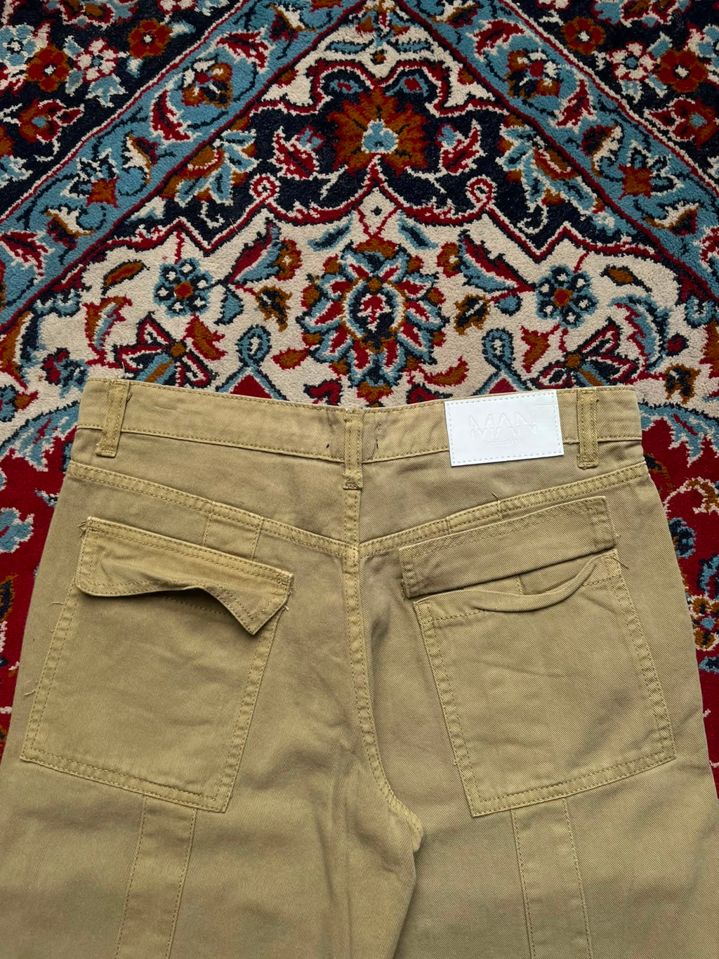 BoohooMAN Khaki Tan Multi Pocket Baggy Cargo Pants - 34